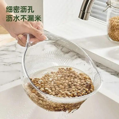 Multi-Purpose Acrylic Rice & Food Washing Colander with Handle — Fast Rinse & Drain for Rice, Fruits & Vegetables