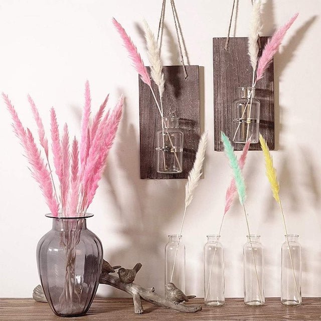 Decorative Pampas Grass, 15 Pcs Dried Small Pampas Grass Phragmites Communis Decoration for Home Hotel Wedding - Bunch of 15 Sticks - Decor