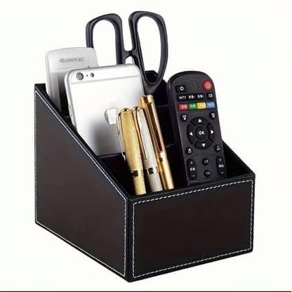 Stylish Multi-Compartment Leather Desk & Remote Organizer — Elegant PU Desk Storage for Office & Home Essentials