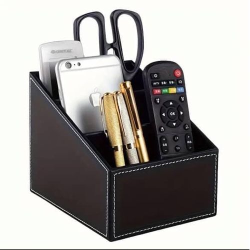 Stylish Multi-Compartment Leather Desk & Remote Organizer — Elegant PU Desk Storage for Office & Home Essentials
