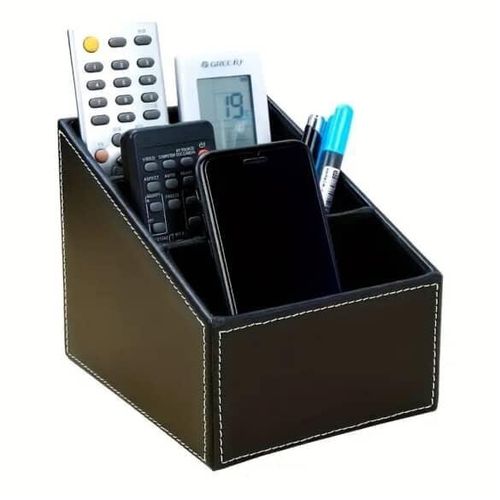 Stylish Multi-Compartment Leather Desk & Remote Organizer — Elegant PU Desk Storage for Office & Home Essentials
