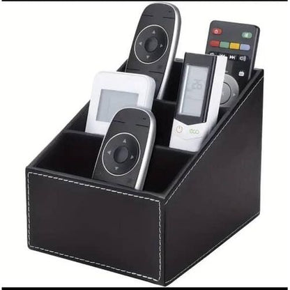 Stylish Multi-Compartment Leather Desk & Remote Organizer — Elegant PU Desk Storage for Office & Home Essentials