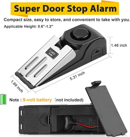 Door Stopper Alarm, Door Stopper with 120db Security Alarm, Floor Wedge Door Stop Siren, Door Security Devices