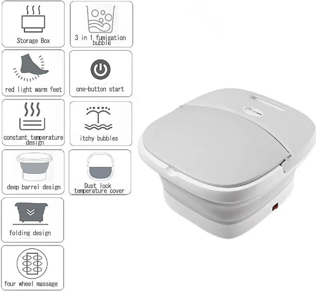 Electric Folding Footbath, Multi-function Electric Basin, Foot Spa Foot Bucket For Soaking Feet, Pedicure Bowl with Constant Temperature Heating