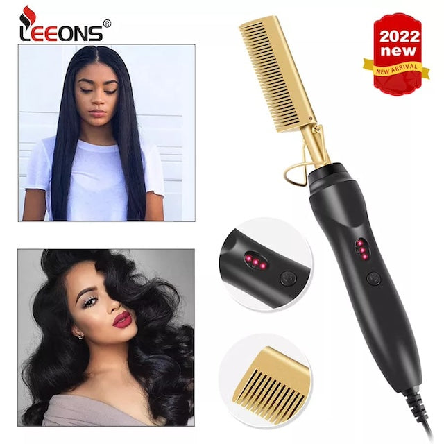 Adjustable Ceramic Electric Hot Comb – Temperature Control, Heat Protection & Fast Straightening