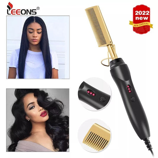 Adjustable Ceramic Electric Hot Comb – Temperature Control, Heat Protection & Fast Straightening