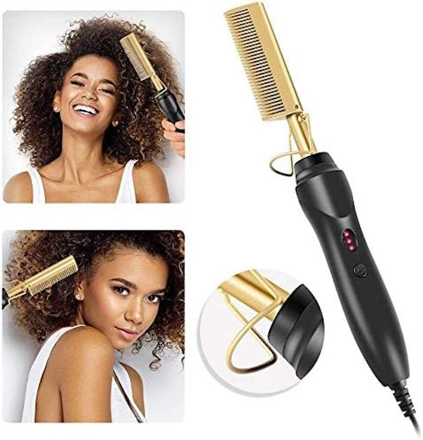 Adjustable Ceramic Electric Hot Comb – Temperature Control, Heat Protection & Fast Straightening