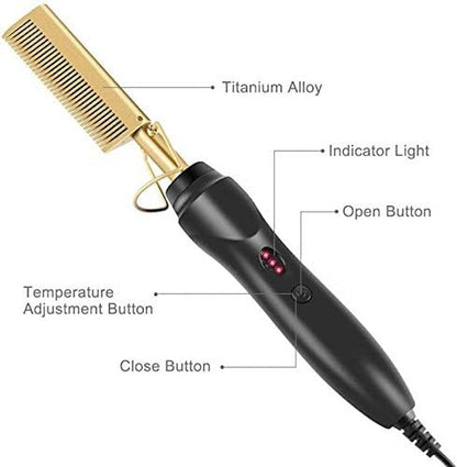 Adjustable Ceramic Electric Hot Comb – Temperature Control, Heat Protection & Fast Straightening