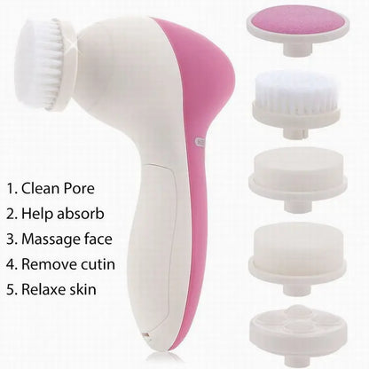 Facial Massager 5 In 1 Pore Cleaner Body Massager, Replaceable Head Brush Beauty Tool, Electric Face Cleansing Brush, Facial Brush Deep Cleaning
