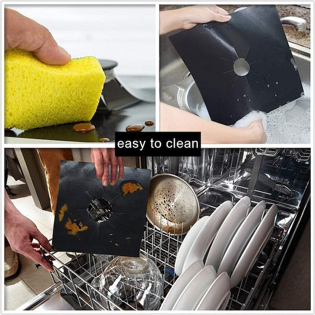 Four Piece Gas Cooker Cover, Gas Range Protectors, Double Thickness Reusable Non-Stick Cover, Stove Burner Covers