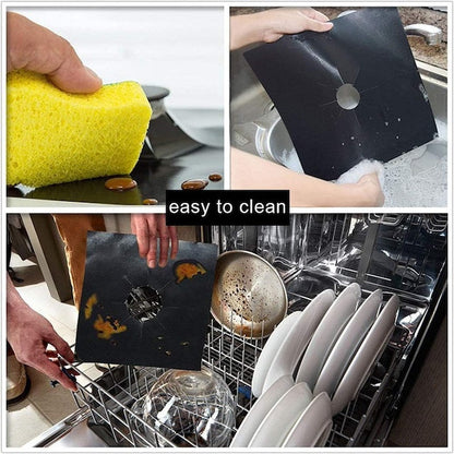 Four Piece Gas Cooker Cover, Gas Range Protectors, Double Thickness Reusable Non-Stick Cover, Stove Burner Covers