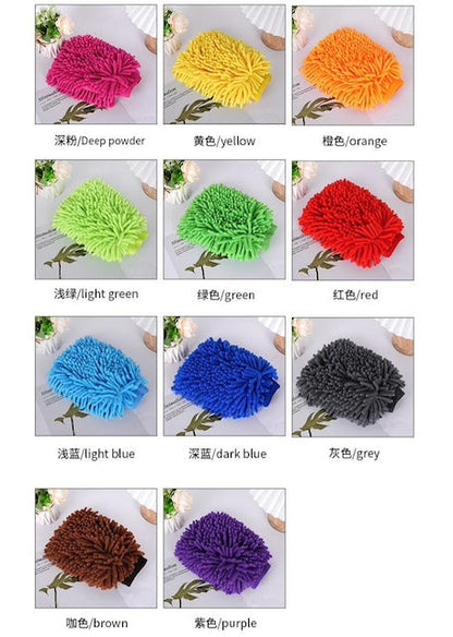 Double-Sided Car Wash Cleaning Gloves, Chenille Microfiber Car Wash Mitts - Scratch Free, Lint Free