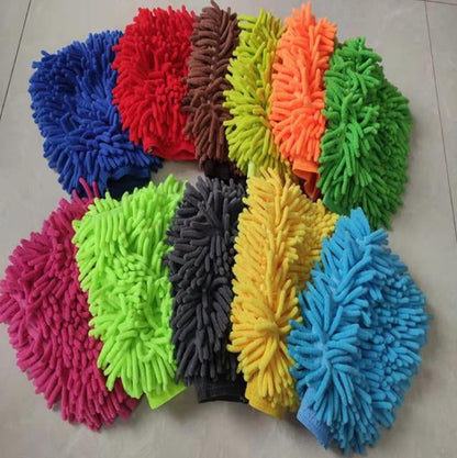 Double-Sided Car Wash Cleaning Gloves, Chenille Microfiber Car Wash Mitts - Scratch Free, Lint Free