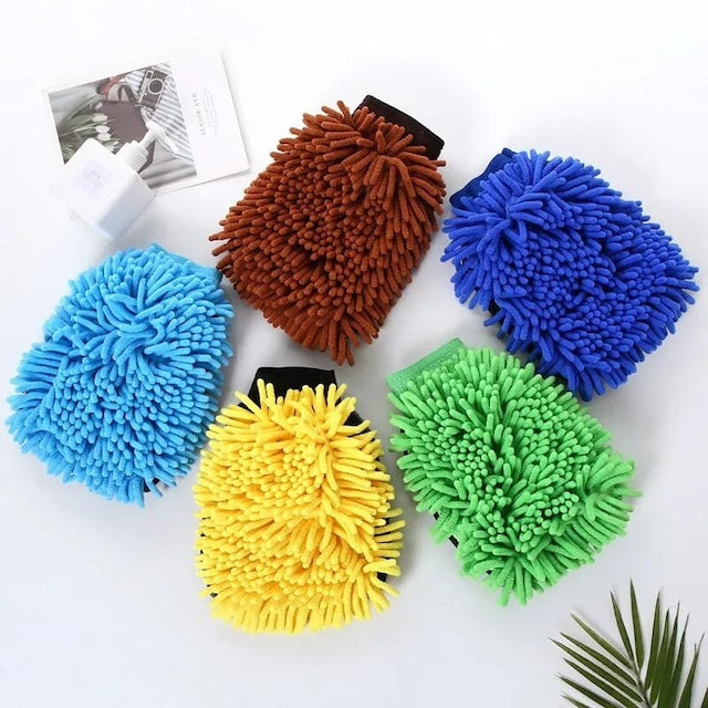 Double-Sided Car Wash Cleaning Gloves, Chenille Microfiber Car Wash Mitts - Scratch Free, Lint Free