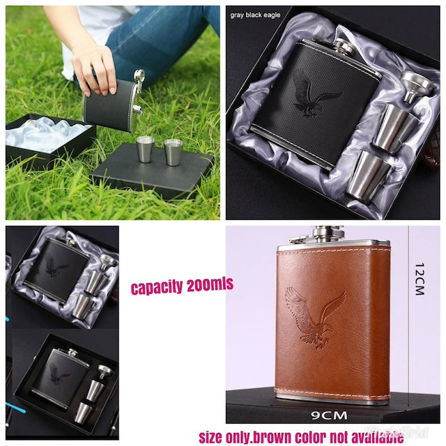 Hip whisky bottle, 7 oz Wine Glass Whiskey Bottle, Whiskey Flask With 2 Tot Cups, Pocket Portable Stainless Steel Wine Bottle