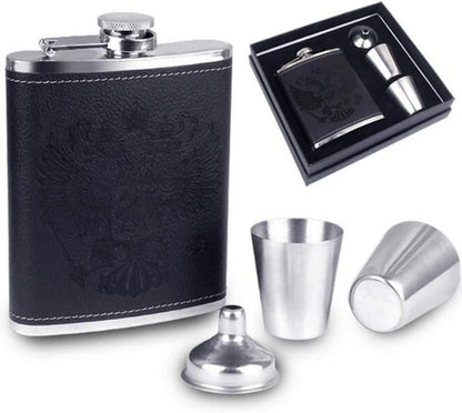 Hip whisky bottle, 7 oz Wine Glass Whiskey Bottle, Whiskey Flask With 2 Tot Cups, Pocket Portable Stainless Steel Wine Bottle