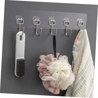 6 Hooks Strong Adhesive Wall Hangers, Strong Paste Hook Storage, Wall Mount Storage Hanger, Heavy Duty Clothes Rack