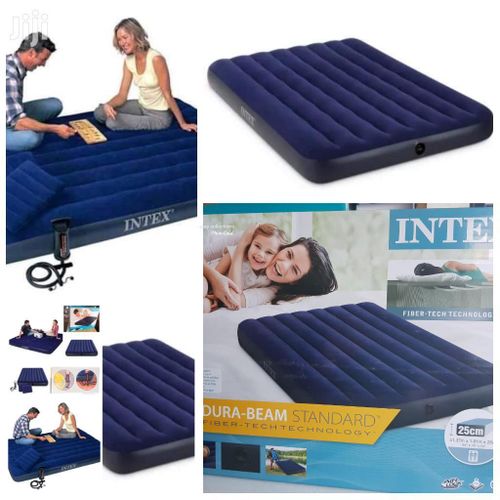 4x6 Intex Portable Inflatable Air Bed Mattress – Portable Camping & Guest Bed with Free Pump