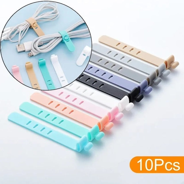 10PCS Mobile Phone Cable Winder, Earphone Clip, Charger Cord Organizer, Management Silicone Wire Cord Fixer, Holder Cable Belt