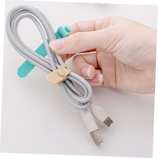 10PCS Mobile Phone Cable Winder, Earphone Clip, Charger Cord Organizer, Management Silicone Wire Cord Fixer, Holder Cable Belt