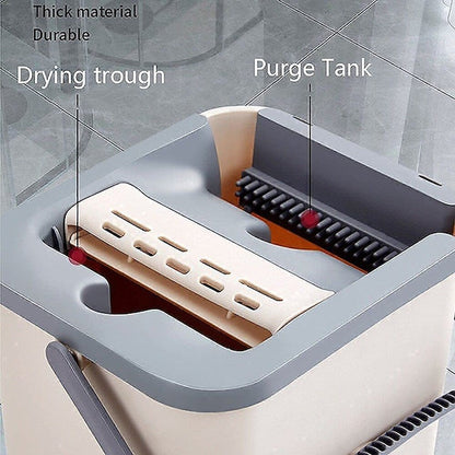 New Bucket Mop with Extra Mop Cloth, Magic Flat Wet and Dry Mop Squeeze Bucket for Floor Cleaning with Microfiber Pads, Stainless Steel Handle
