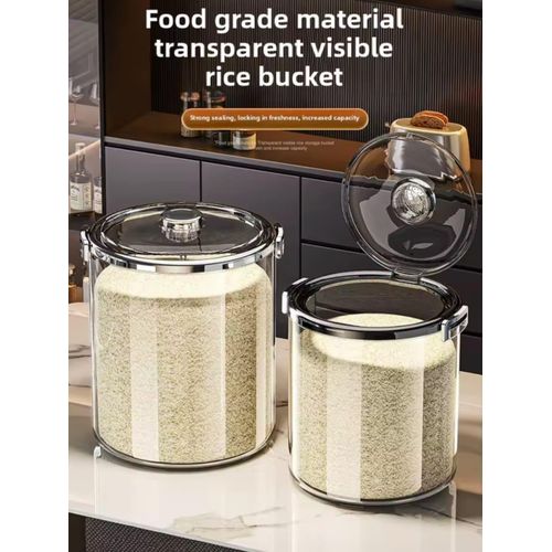 10kgs Acrylic Airtight Transparent Rice Bucket