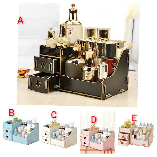 Hoomal Wooden Make Up Organizer, Rustic Makeup Vanity Tray with Size 25cm * 16cm * 15cm