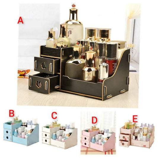 Hoomal Wooden Make Up Organizer, Rustic Makeup Vanity Tray with Size 25cm * 16cm * 15cm