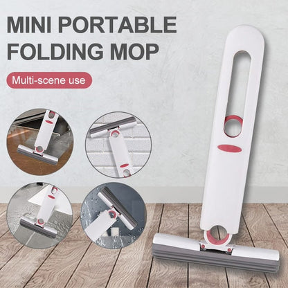 Self Squeezing Desktop Mini Mop, Hand Wash Free Mini Mop with Special Cotton Head, Portable Self-Squeeze Mop