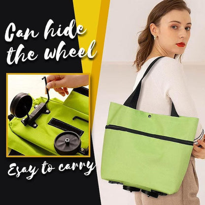 Foldable Shopping Carts for Groceries with Wheels, Waterproof Large Folding Expandable Shopping Bag, Collapsible Washable Cart Grocery Bags