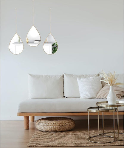 3 in 1 Tear Drop wall mirrors, Teardrop Mirror Wall Decor, Elegant Wall Mirrors Decorative Art(25 cm Diameter)