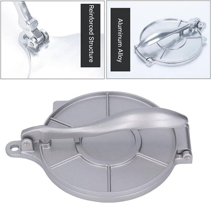 Tortilla Maker Press Heavy Aluminium Meat Press Dough Press Foldable Gadgets Bakeware Kitchen Accessories Pie Tools - Silver