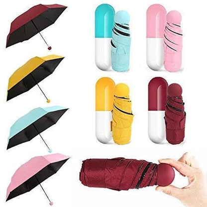 Capsule Umbrella, Ultra Light and Small Mini Umbrella with Cute Capsule Case, Multicolor Folding Compact Pocket Umbrella