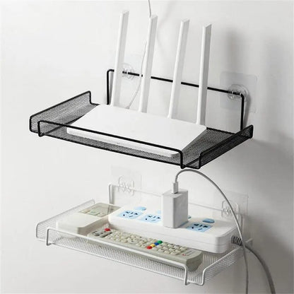 Wifi Router Holder, WiFi Router Shelf, Wall Mounted TV Box Holder, Floating Router Rack, Metal Router Storage Rack Organizer