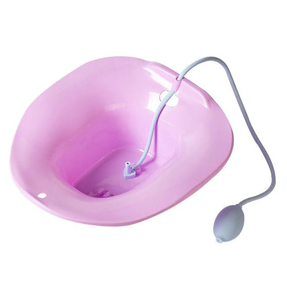 Yoni Sitz Bath Basin, Foldable Sitz Bath Toilet Seat with Flusher for Postpartum Hemorrhoids, Bath Tub with Flusher
